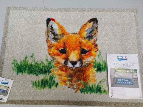 Wash+Dry doormat 50x70cm Country Fox, Anti-fade, anti-slip back washable